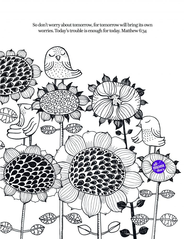 Weekly Bible Memory Verse + Coloring Page: Matthew 6:34 | allmomdoes