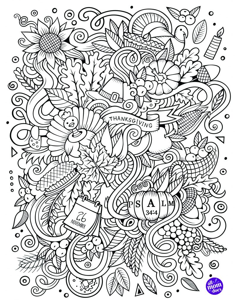 Bible Memory Verse + Coloring Page: Psalm 34-4 | allmomdoes