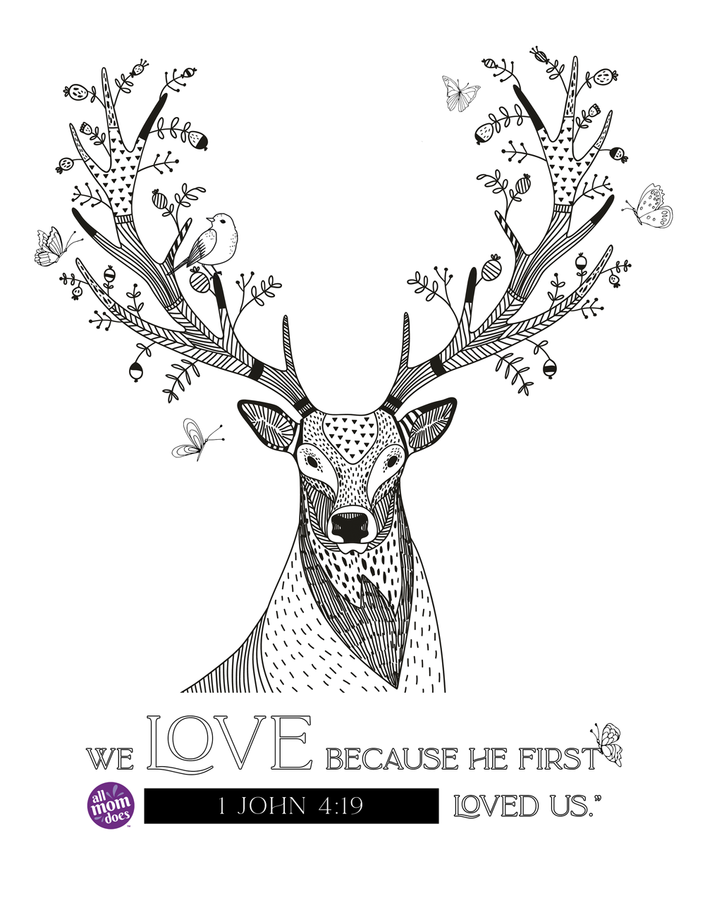 Bible Memory Verse + Coloring Page: 1 John 4:19 | AllMomDoes