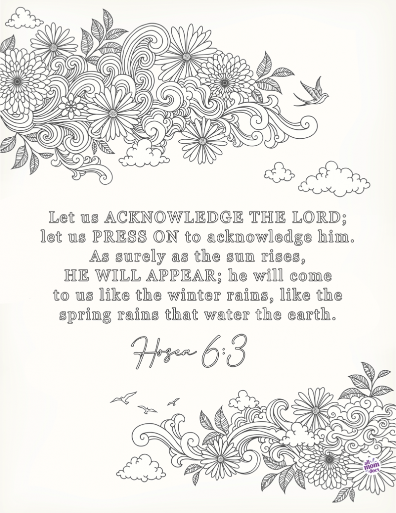 Bible Memory Verse + Coloring Page: Hosea 6:3 | AllMomDoes