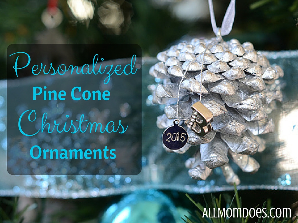 DIY Personalized Pine Cone Christmas Ornaments | AllMomDoes